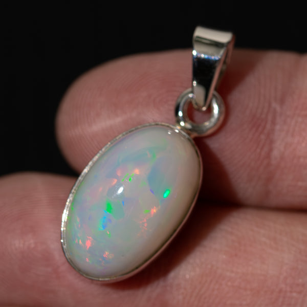 Ethiopian Opal Pendant 1 1/8" (.925 Sterling Silver)
