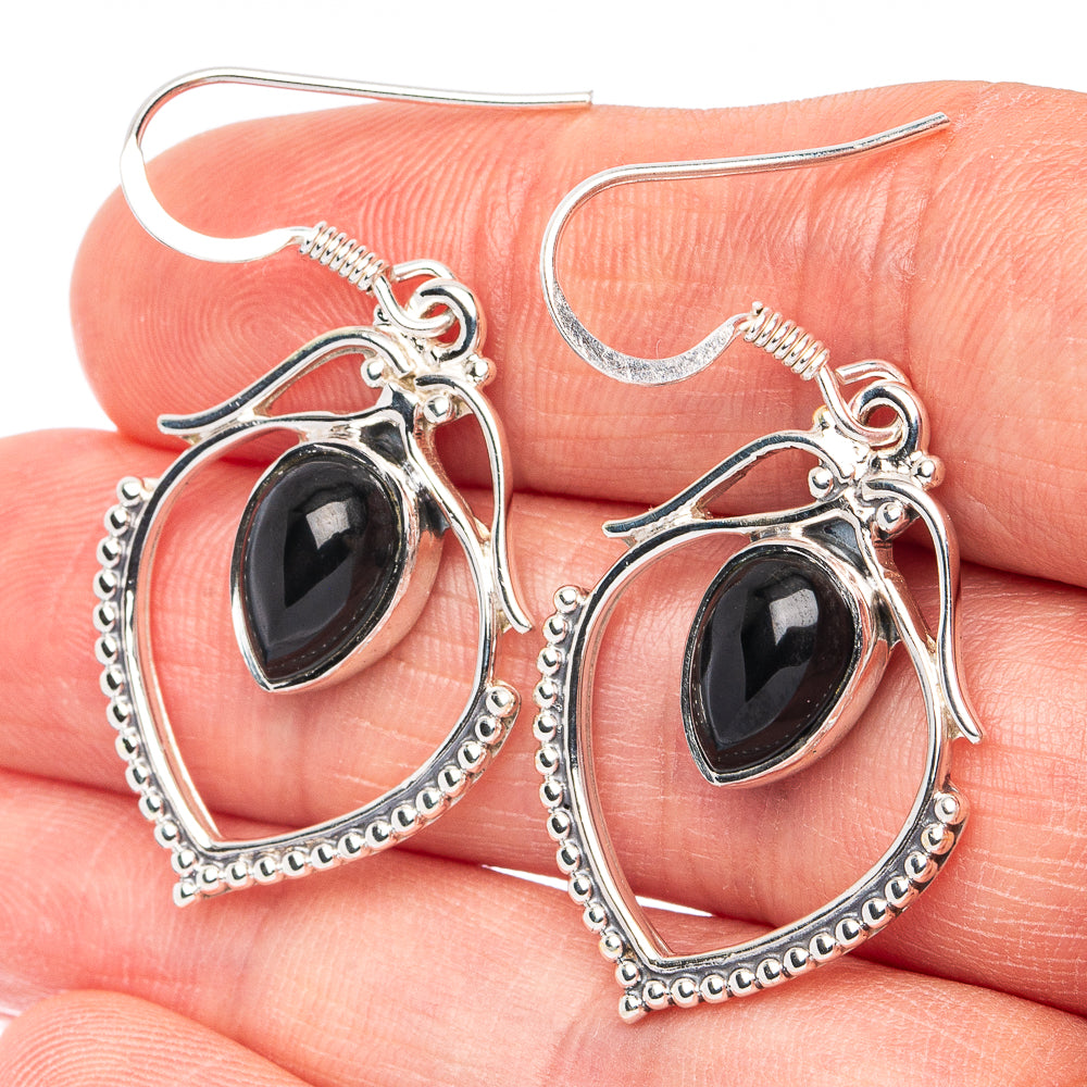 Premium Black Onyx Earrings 1 5/8" (925 Sterling Silver) E2738