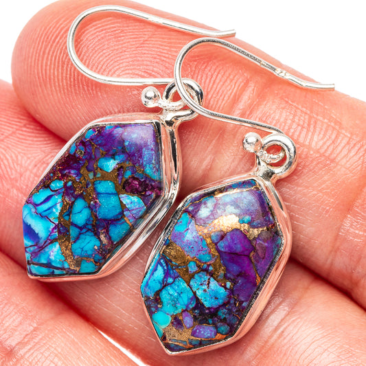 Purple Copper Composite Turquoise Earrings 1 3/8" (925 Sterling Silver) E2418