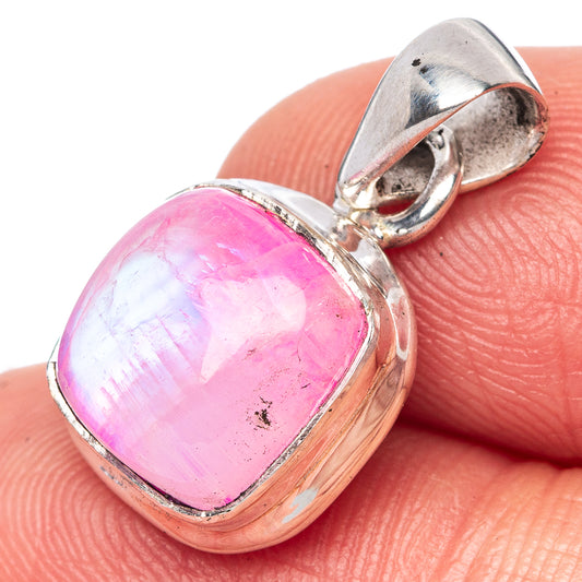 Pink Moonstone Pendant 7/8" (925 Sterling Silver) P42502
