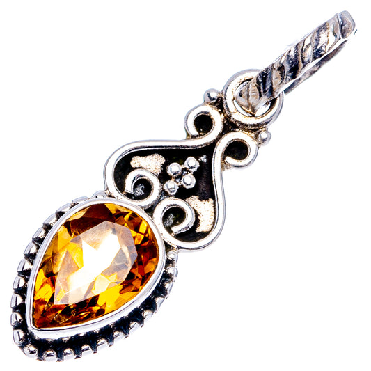Citrine Dainty Pendant 1 1/8" (.925 Sterling Silver)