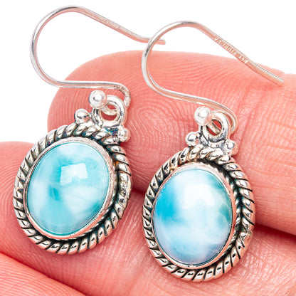 Rare Larimar Earrings 1 1/4" (925 Sterling Silver) E433298