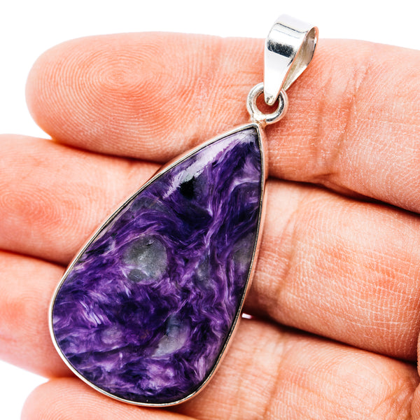 Premium AAA Charoite Pendant 2 1/8" (.925 Sterling Silver)