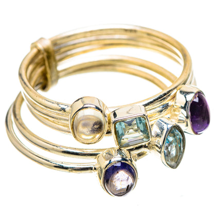 Tanzanite, Rainbow Moonstone, Blue Topaz, Amethyst Ring Size 9 (925 Sterling Silver) RING137824