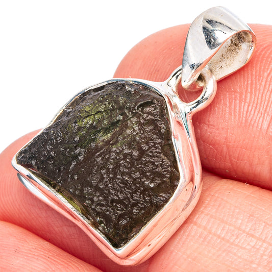Rare Moldavite Pendant 1" (925 Sterling Silver) P43488