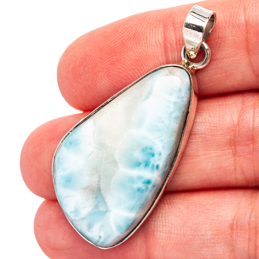 Larimar pendant with .925 sterling silver bail, teardrop blue stone