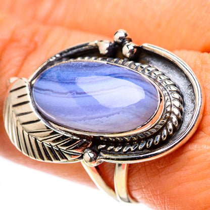 Blue Lace Agate Ring Size 8 (925 Sterling Silver) RING138860