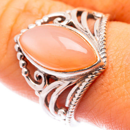 Peach Moonstone Ring Size 9 (925 Sterling Silver) R140887