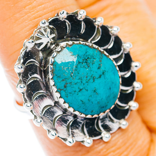 Southwestern Style Persian Turquoise Ring Size 8.5 (.925 Sterling Silver)