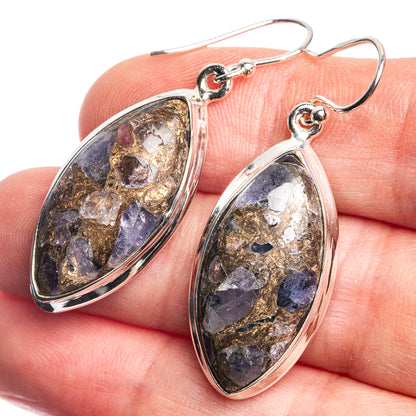 Brecciated Tanzanite 925 Sterling Silver Earrings 1 5/8"
