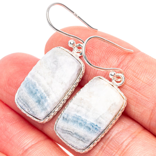 Blue Scheelite Earrings 1 3/8" (925 Sterling Silver) E1922