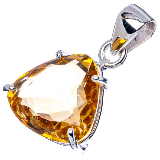 Faceted Citrine Pendant 1" (925 Sterling Silver) P43003