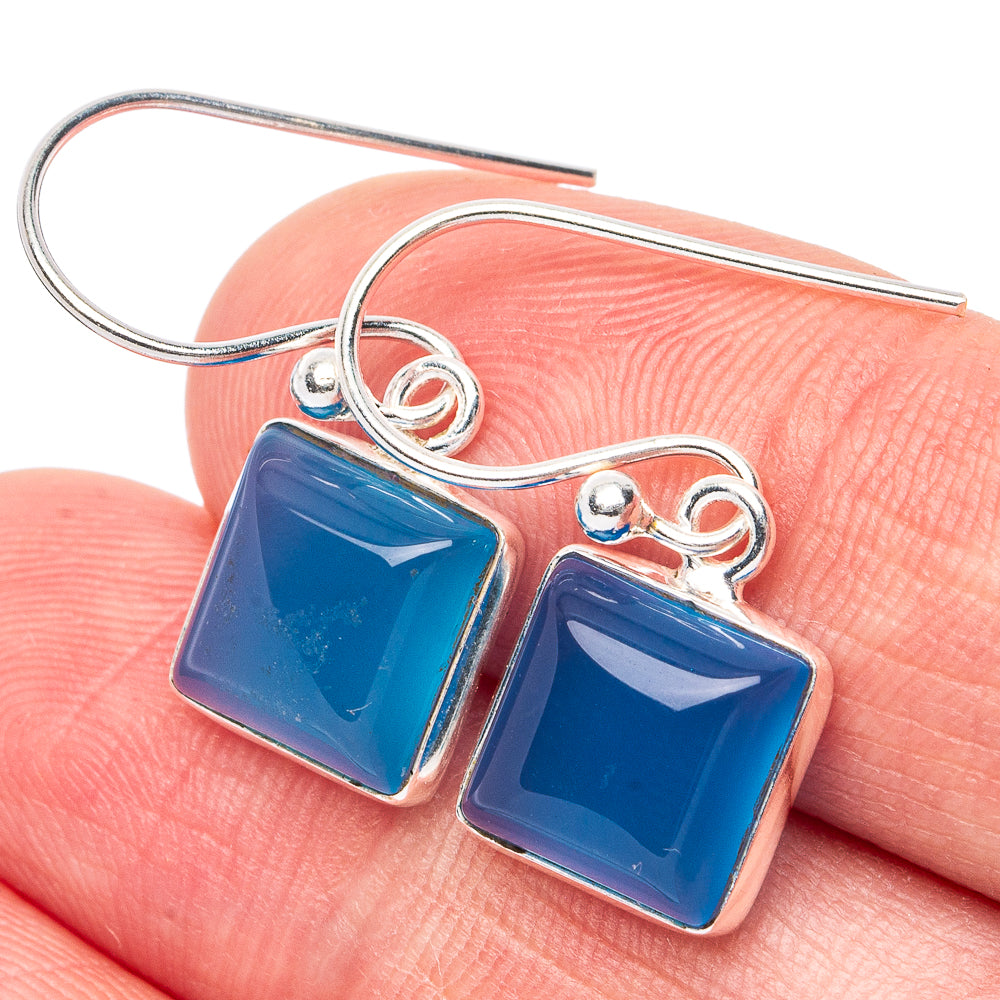 Chalcedony Earrings 1 1/8" (925 Sterling Silver) E2915