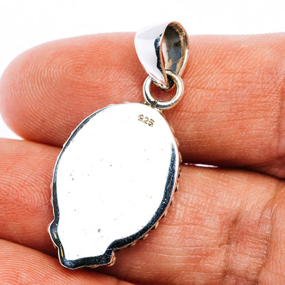 Green Aurora Opal Pendant 1 3/8" (.925 Sterling Silver)