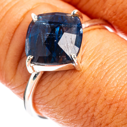Sterling silver kyanite ring, size 9, with faceted blue stone and prong setting