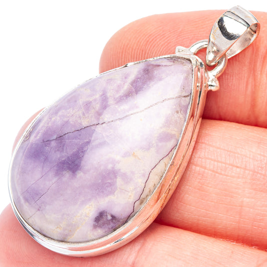 Carved Tiffany Stone Pendant 1 5/8" (925 Sterling Silver) P44135