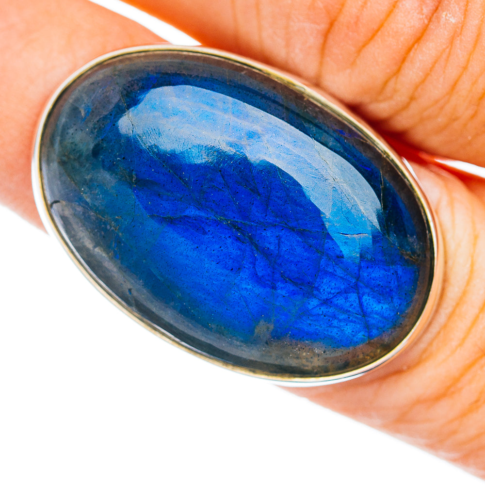 Premium Labradorite Ring Size 6.5 Adjustable (.925 Sterling Silver)