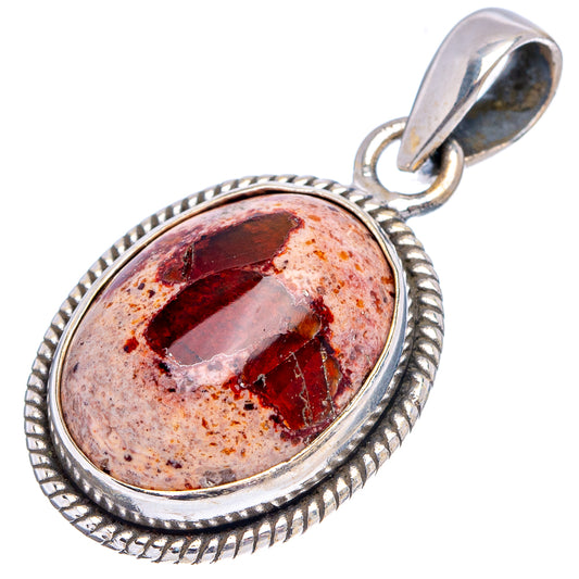 Round sterling silver opal pendant with red fire opal cabochon, braided bezel, bail loop