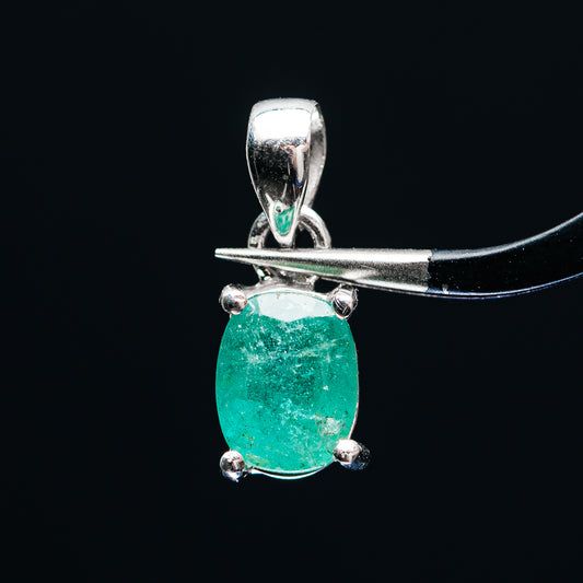 Premium Faceted Zambian Emerald Pendant 3/4" (.925 Sterling Silver)