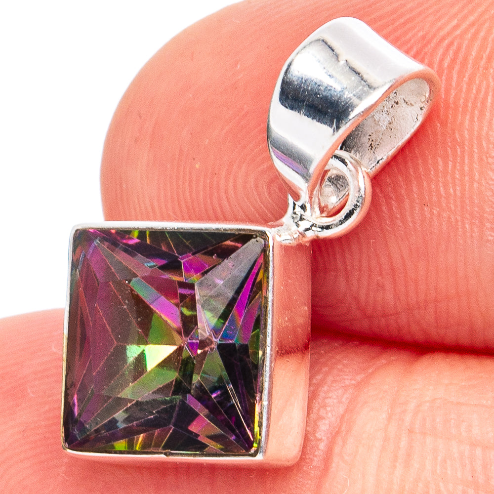 Dainty Mystic Topaz Pendant 7/8" (925 Sterling Silver) P45221
