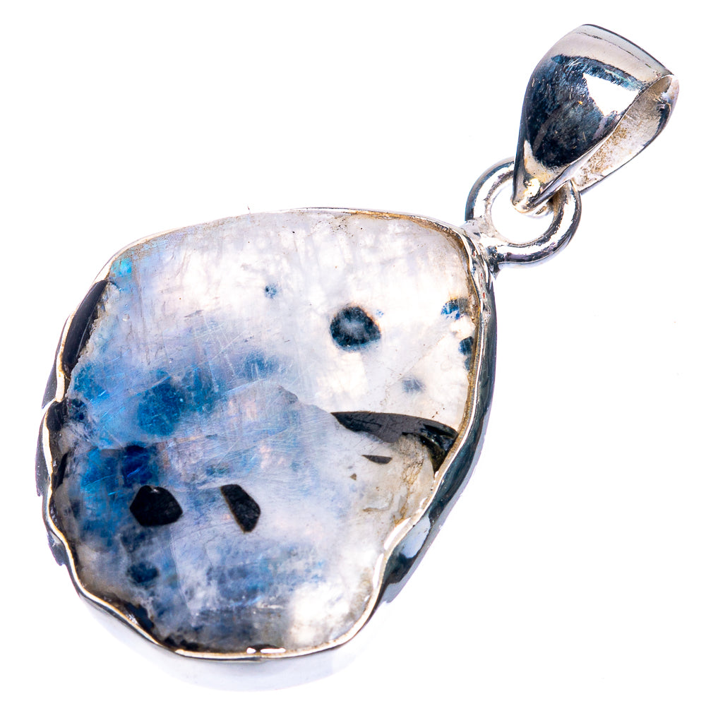 Raw Rainbow Moonstone Pendant 1 3/8" (925 Sterling Silver) P39335