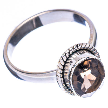 Smoky quartz sterling silver ring, oval stone with braided setting and rope band, size 6.75