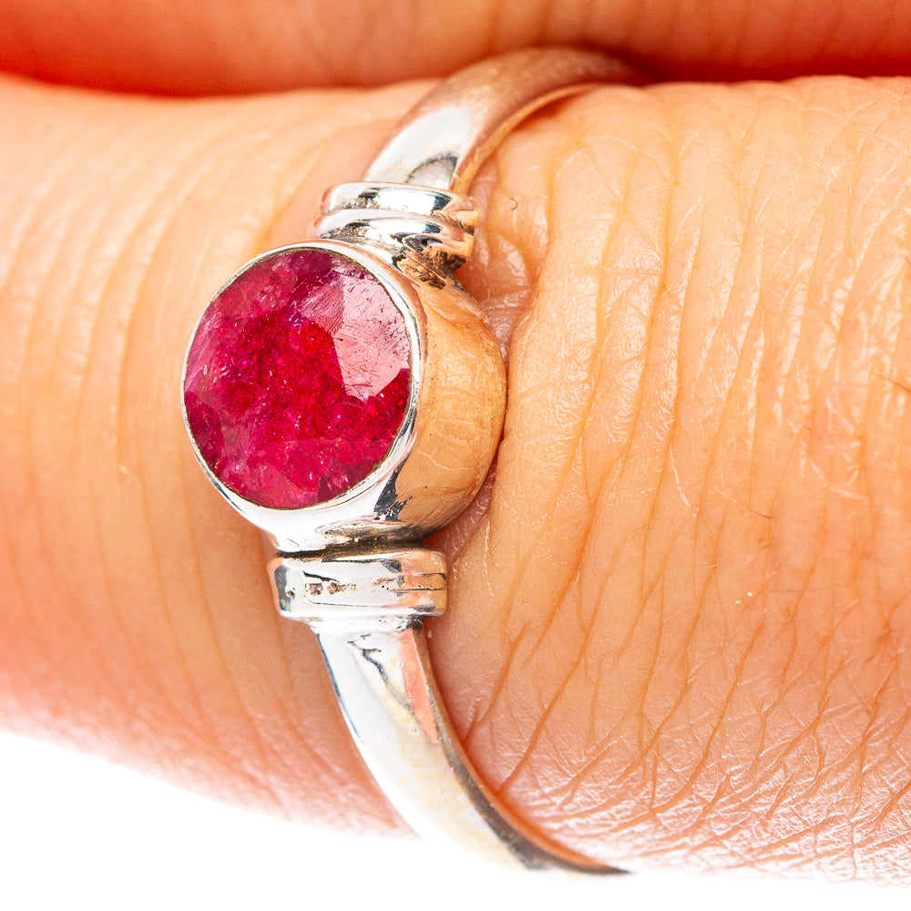 Red Sillimanite Dainty Ring Size 8 (925 Sterling Silver) R5752