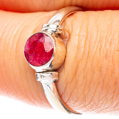 Red Sillimanite Dainty Ring Size 8 (925 Sterling Silver) R5752