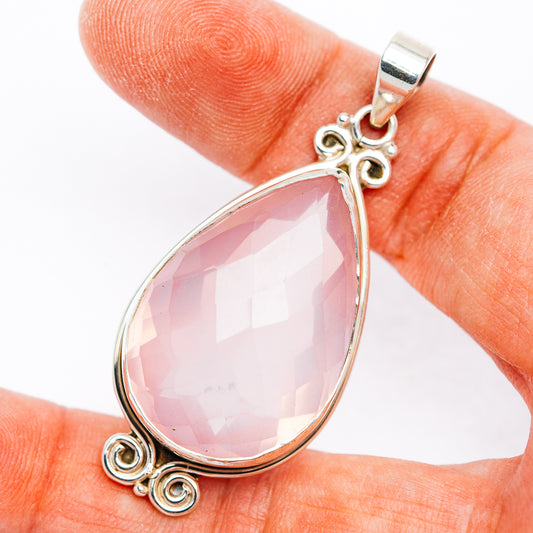 Premium Rose Quartz Pendant 2 1/8" (.925 Sterling Silver)