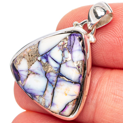 Purple Dahlia Mohave Turquoise Pendant 1 1/8" (.925 Sterling Silver)