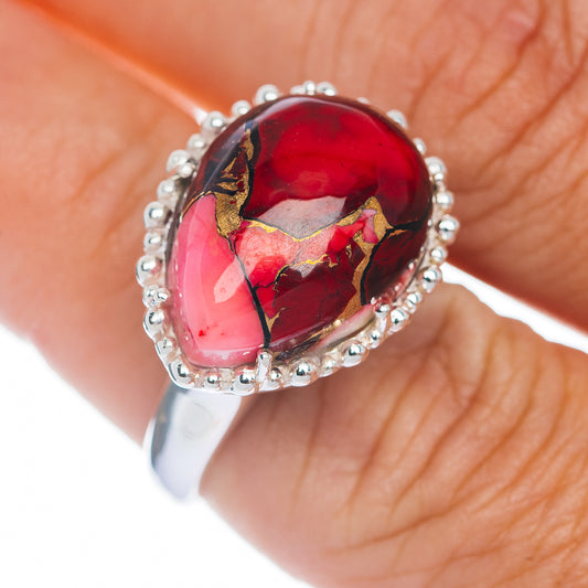 Exclusive Red Dahlia Mohave Turquoise Ring Size 7 (.925 Sterling Silver)