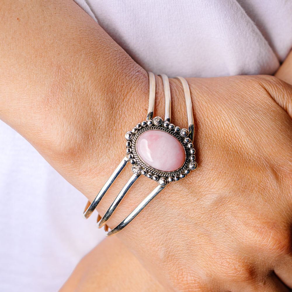 Pink Opal Cuff Adjustable (925 Sterling Silver) B90392