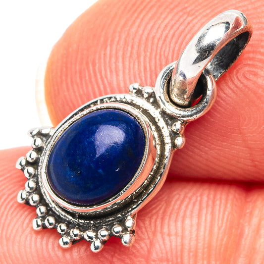 Blue lapis cabochon pendant with .925 sterling silver oval bezel