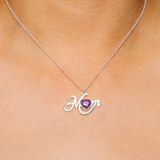 Purple Copper Turquoise Mom Necklace 16 to 18" (.925 Sterling Silver)