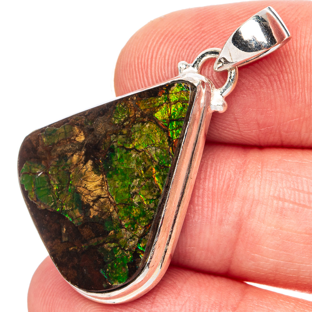Rare Canadian Ammolite Pendant 1 1/2" (.925 Sterling Silver)