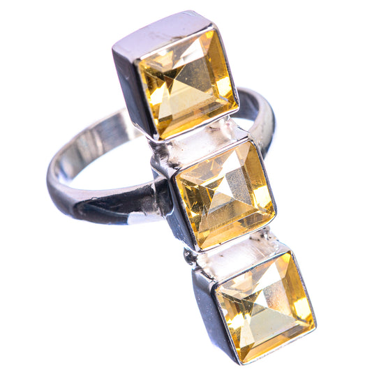 Large Faceted Citrine 925 Sterling Silver Ring Size 9.75