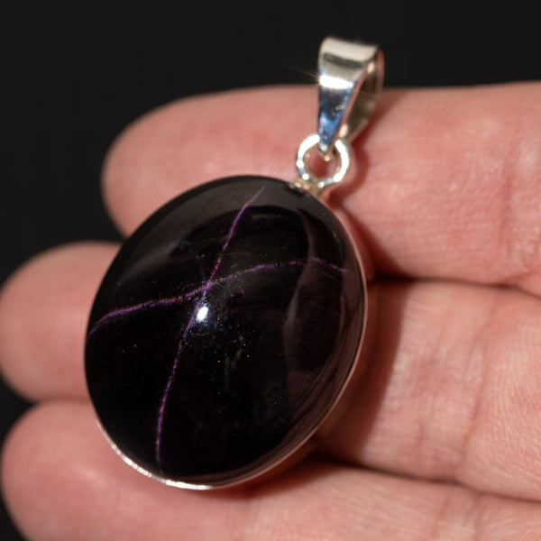 Star Garnet Pendant 1 3/4" (.925 Sterling Silver)