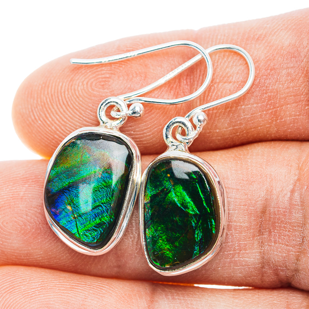 Premium Canadian Ammolite Earrings 1 1/4" (.925 Sterling Silver)