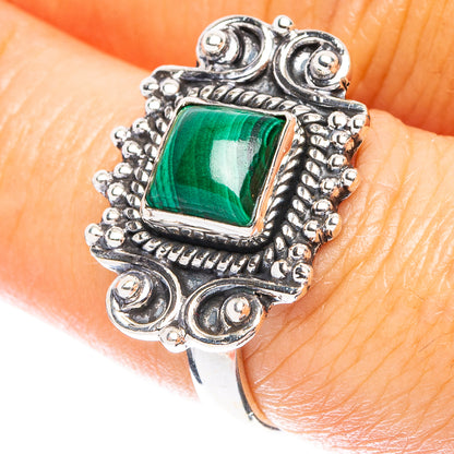 Malachite Dainty Ring Size 6.75 (925 Sterling Silver) R5204