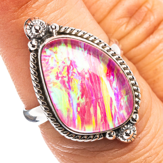 Pink Triplet Opal Ring Size 6.75 (.925 Sterling Silver)