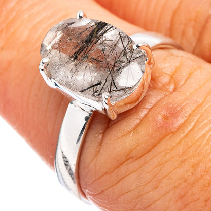 Tourmalinated Quartz Ring Size 7 (.925 Sterling Silver)