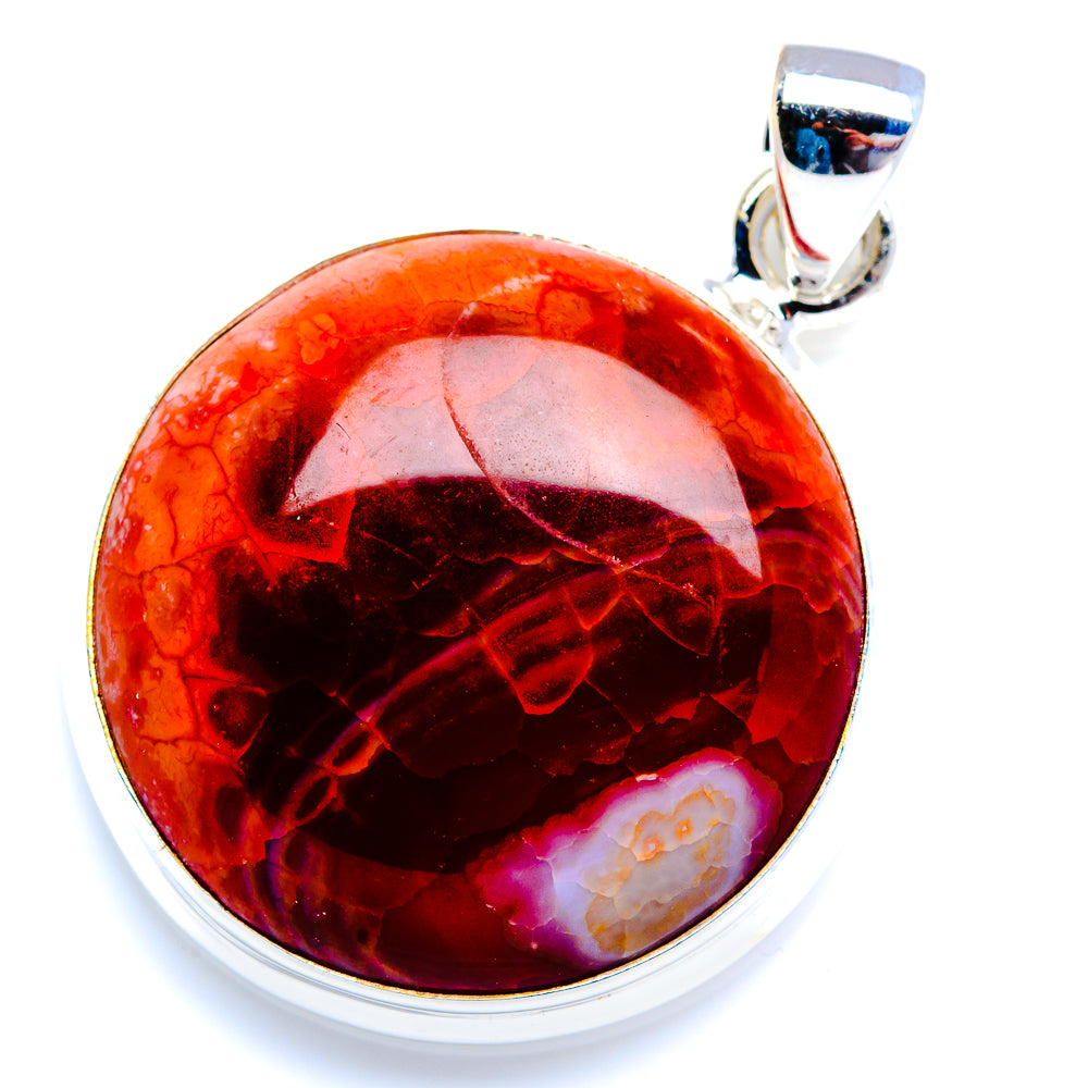 Fire Crab Agate 925 Sterling Silver Pendant 1 1/2" (925 Sterling Silver) PD38291