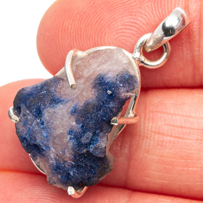 Raw Dumortierite Pendant 1 1/4" (.925 Sterling Silver)