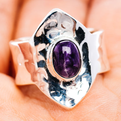 Charoite Ring Size 8 Adjustable (.925 Sterling Silver)