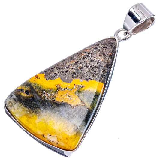 Sterling silver bumblebee jasper pendant with elongated teardrop stone and top bail