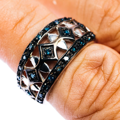 Blue Diamond Ring Size 6.5 (.925 Sterling Silver)