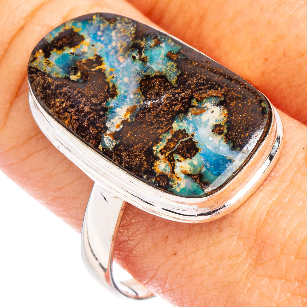 Rare Boulder Opal Ring Size 10.75 (.925 Sterling Silver)
