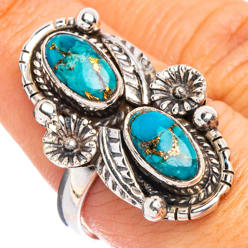 Blue Copper Turquoise Ring Size 8 (.925 Sterling Silver)