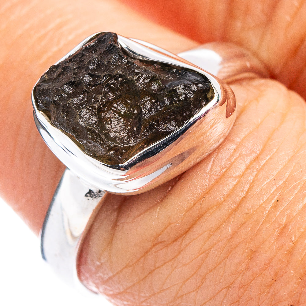 Rare Moldavite Ring Size 8.25 (.925 Sterling Silver)