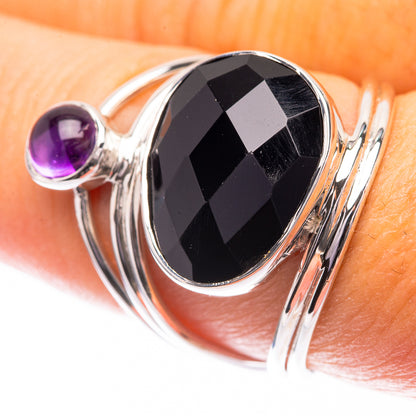 Premium Black Onyx, Amethyst Ring Size 7.75 (925 Sterling Silver) R141748